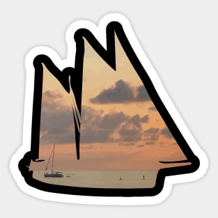 The ship at sunset Sticker